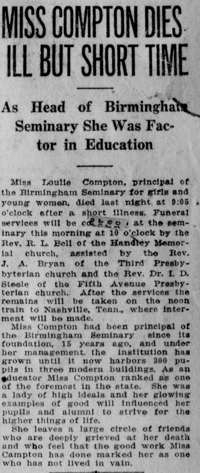 Loulie Compton obituary